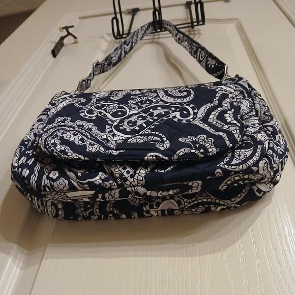 Vera Bradley Navy and White Paisley Crossbody Bag Adjustable Strap - Picture 4 of 8